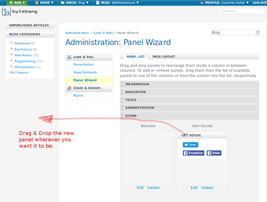 Panelwizard with new panel