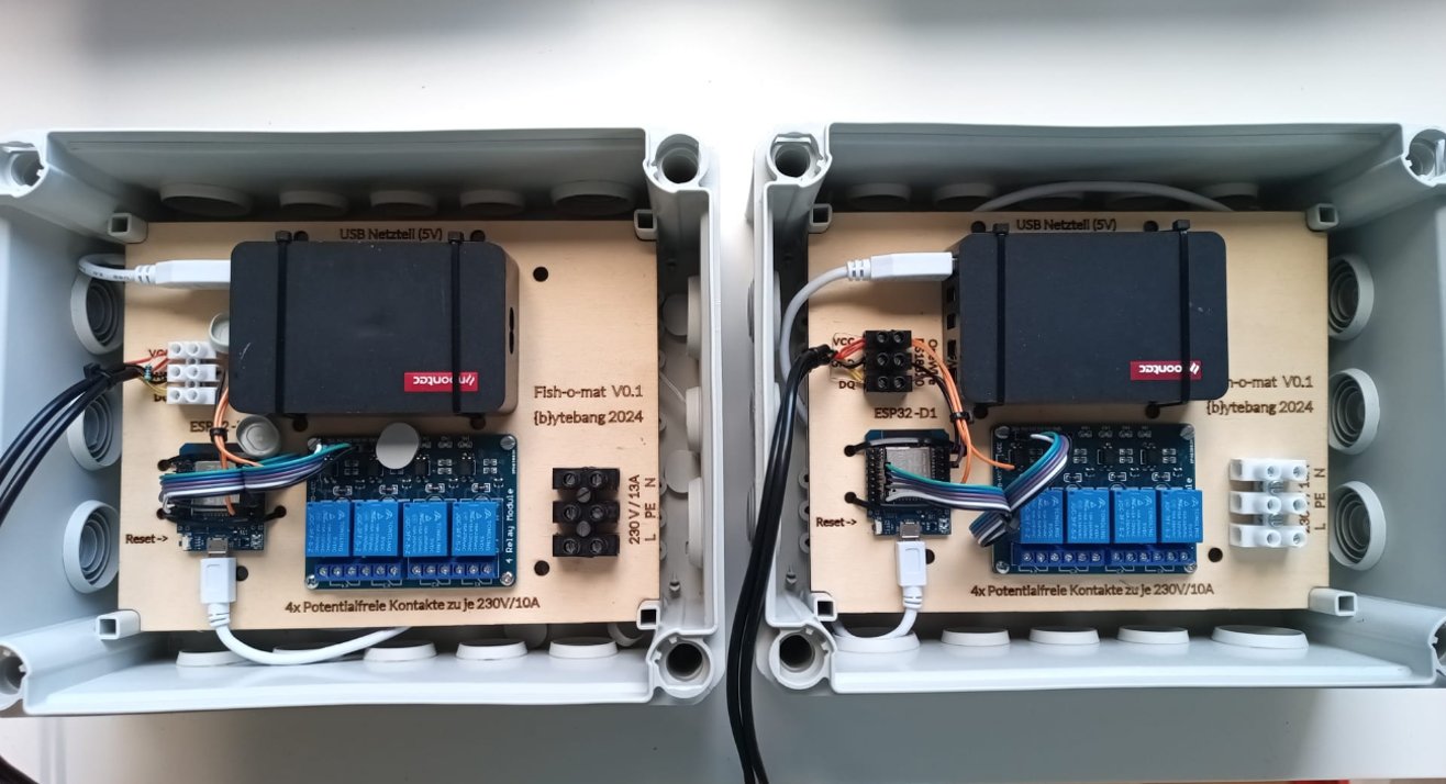 Two Fish-o-mat V0.1 controller boxes