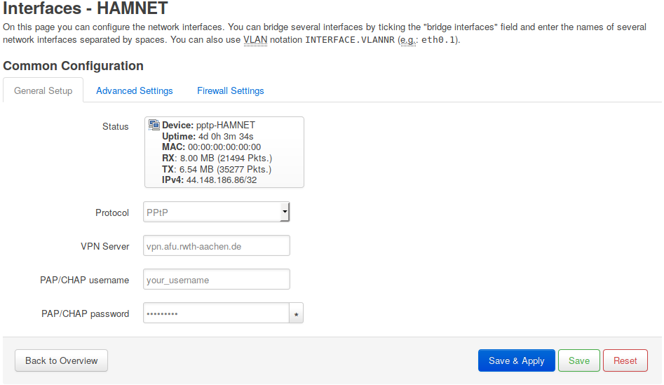 Hamnet interface