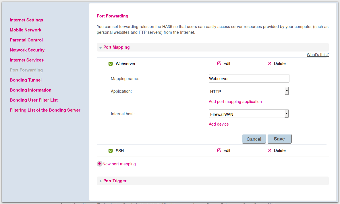 Portforwarding ha35