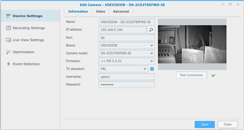 Syno add ip camera