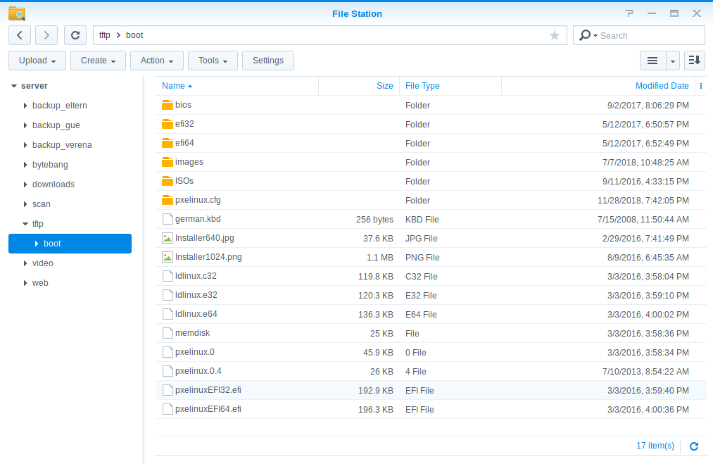 Directory structure within /tftp/boot