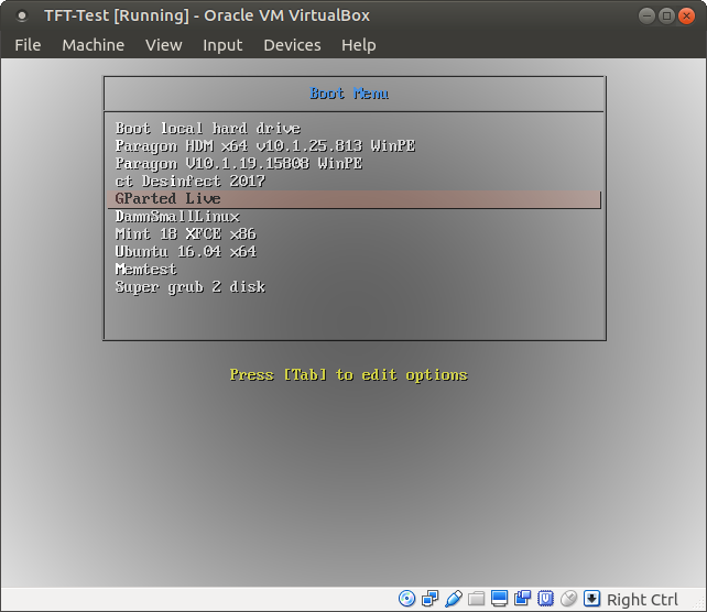 PXE Test with virtualbox
